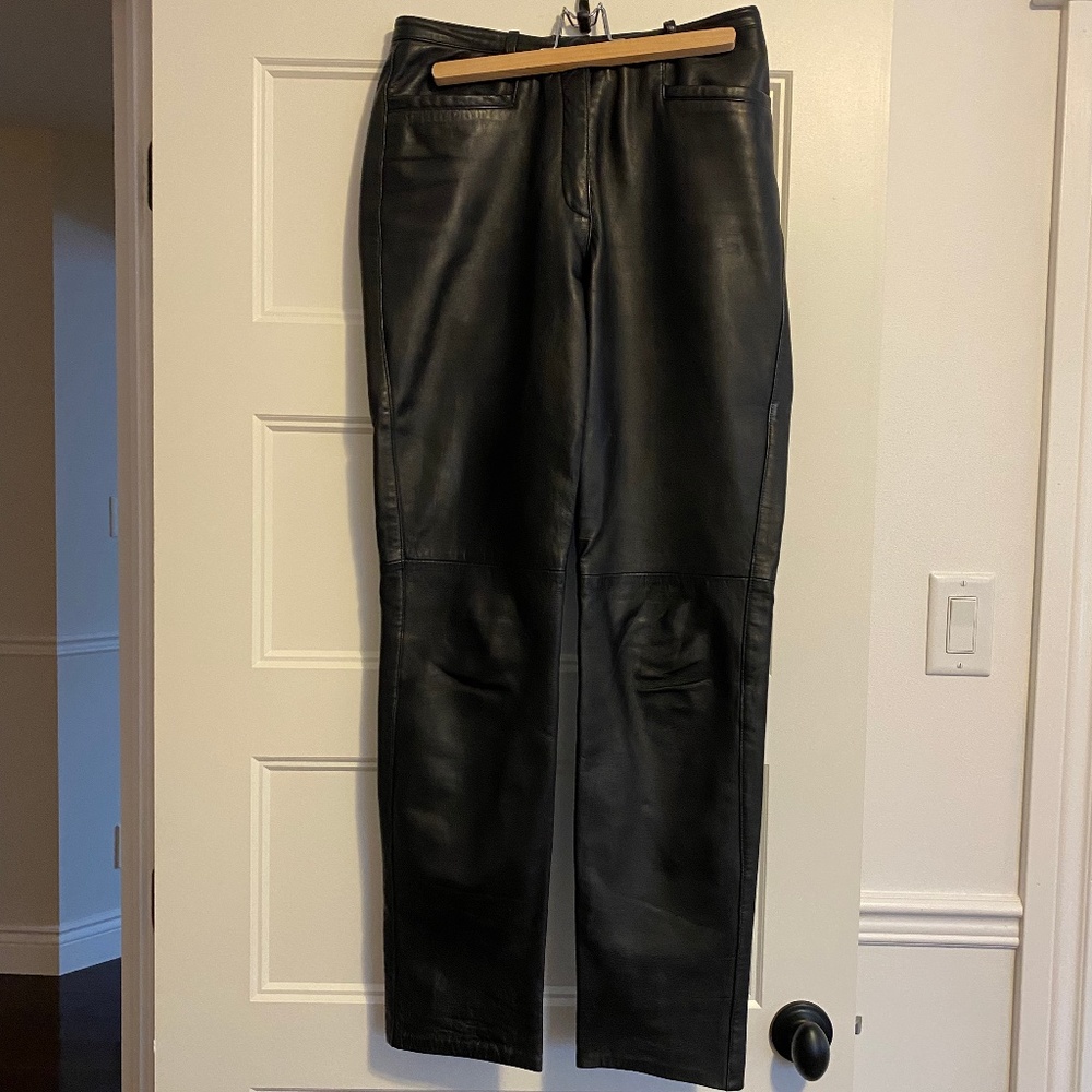 Woman Black Leather Pant
